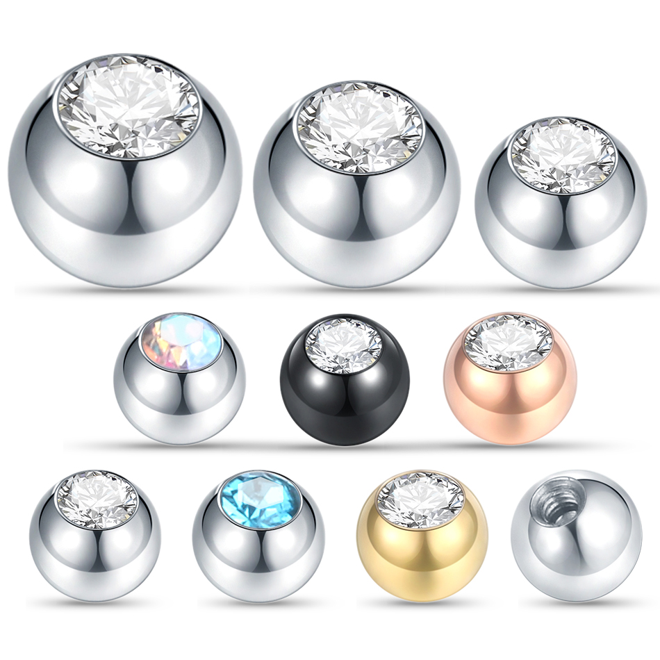 Body Jewelry Replacement Ball - 10Pcs Stahl Piercing Kugeln CZ Gem