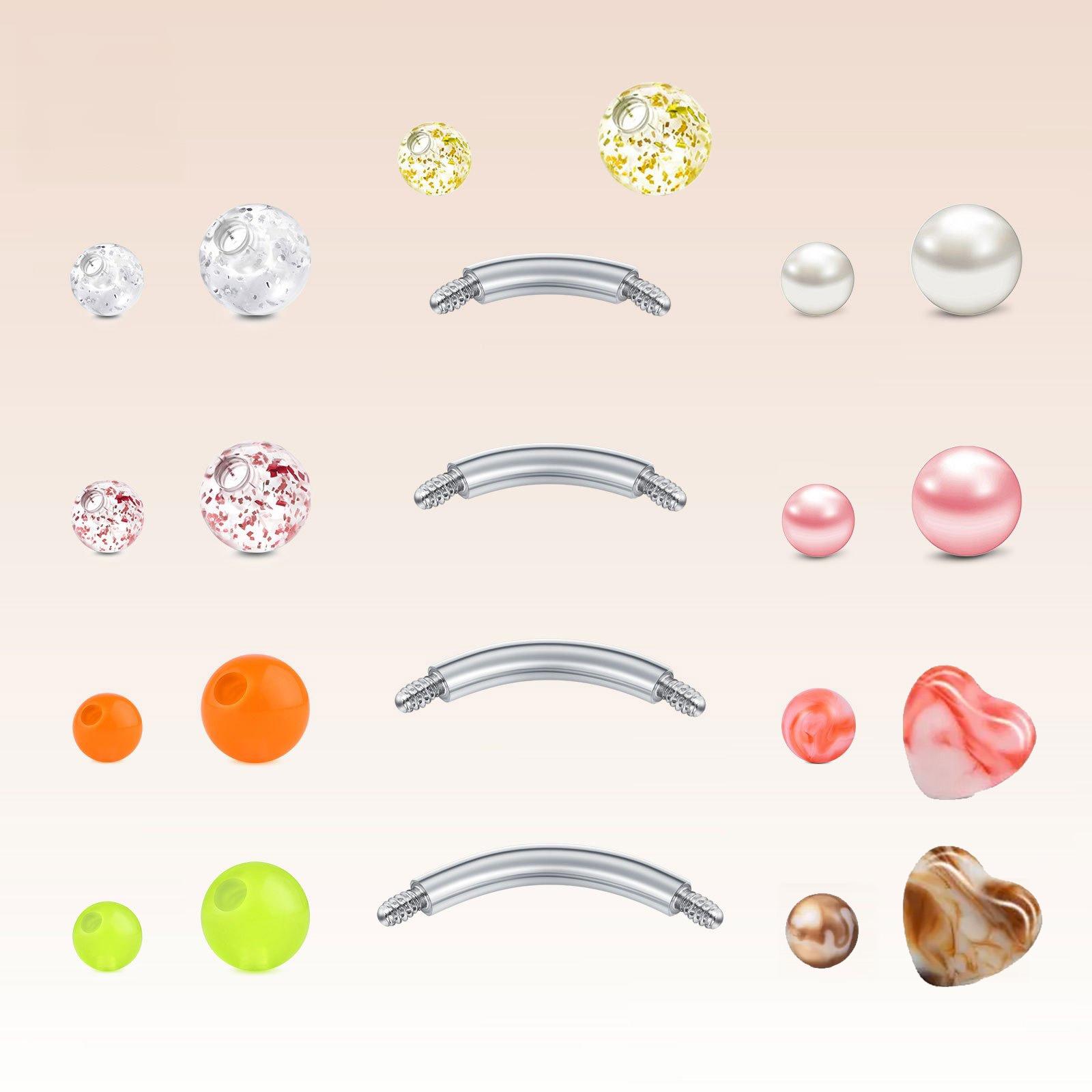 Body Jewelry Replacement Ball - 22pcs 14G Edelstahl Navel Barbell Ringe
