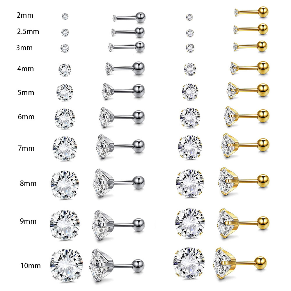 Body Jewelry Surgical Steel - 1 Paar Chirurgenstahl Fang Runde Zirkon