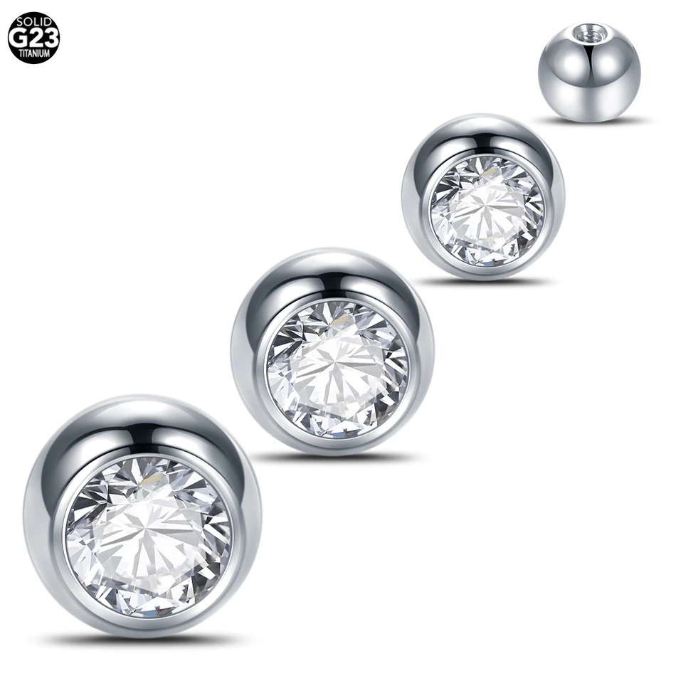 Body Jewelry Replacement Ball - 10 Stück G23 Titan-Kristallkugeln mit Außengewinde,