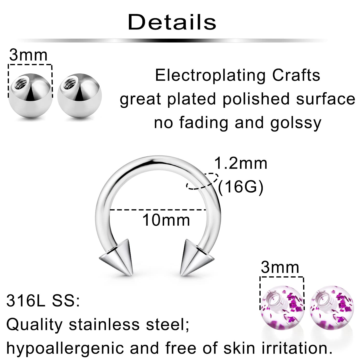 10pcs Pferdeschuhringe 30pcs E – Body Jewelry Replacement Ball Bewertung und Preis